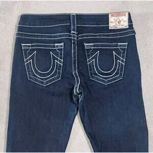 True Religion Jeans Bobby Bootcut Thick Stitch Low Rise Dark Wash Y2K Womens 29